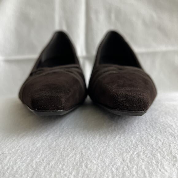 Stuart Weitzman brown genuine suede pumps criss cross detail, Size 10 M, NWOB - Picture 3 of 11